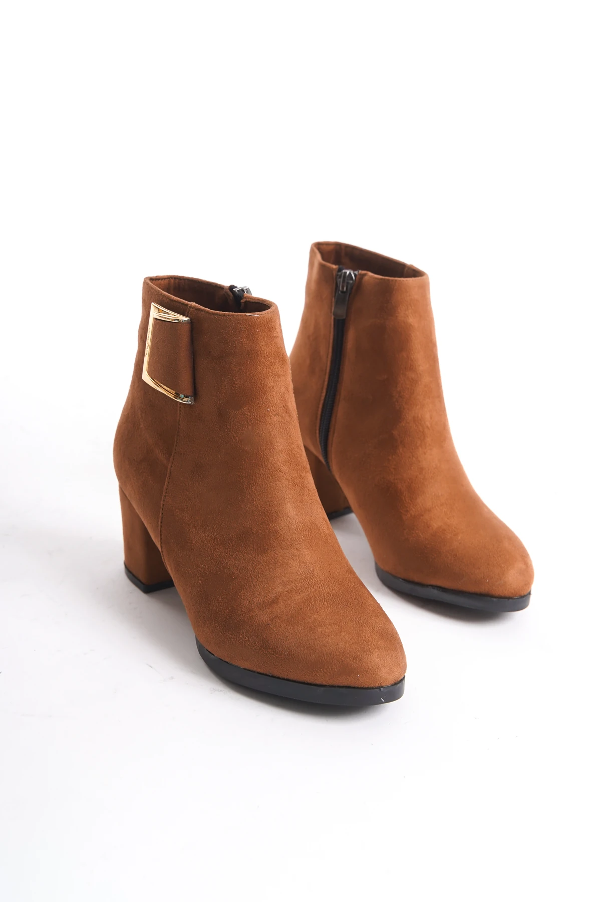 Kadın Atina Cilt Toka Detaylı Topuklu kısa Bot MR5032 - Görsel 2