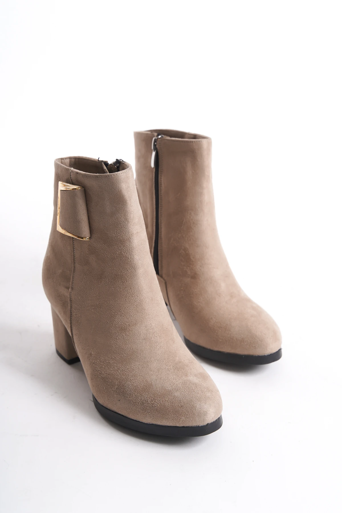 Kadın Atina Cilt Toka Detaylı Topuklu kısa Bot MR5033 - Görsel 2