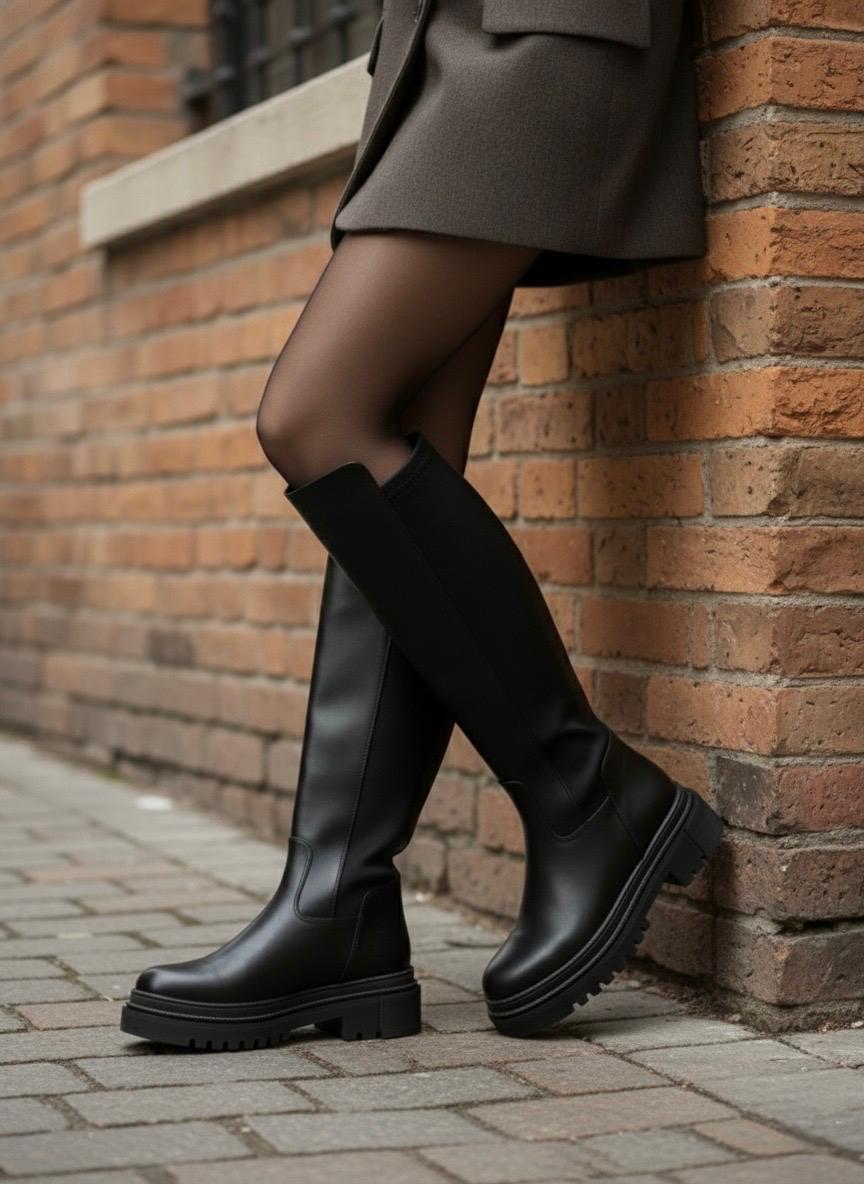 Kadın Roya Arkası Streç Esnek Diz Altı Günlük Çizme MR5229 - Görsel 2