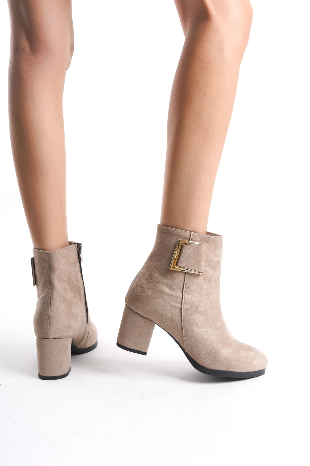 Kadın Atina Cilt Toka Detaylı Topuklu kısa Bot MR5033 - Görsel 5