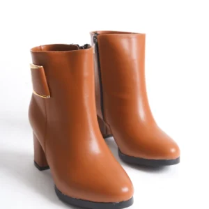 Kadın Atina Cilt Toka Detaylı Topuklu kısa Bot MR5034