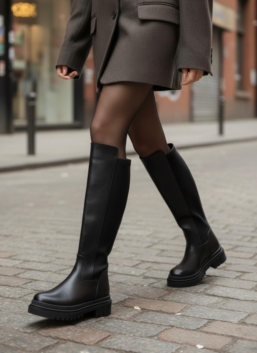 Kadın Roya Arkası Streç Esnek Diz Altı Günlük Çizme MR5229 - Görsel 4