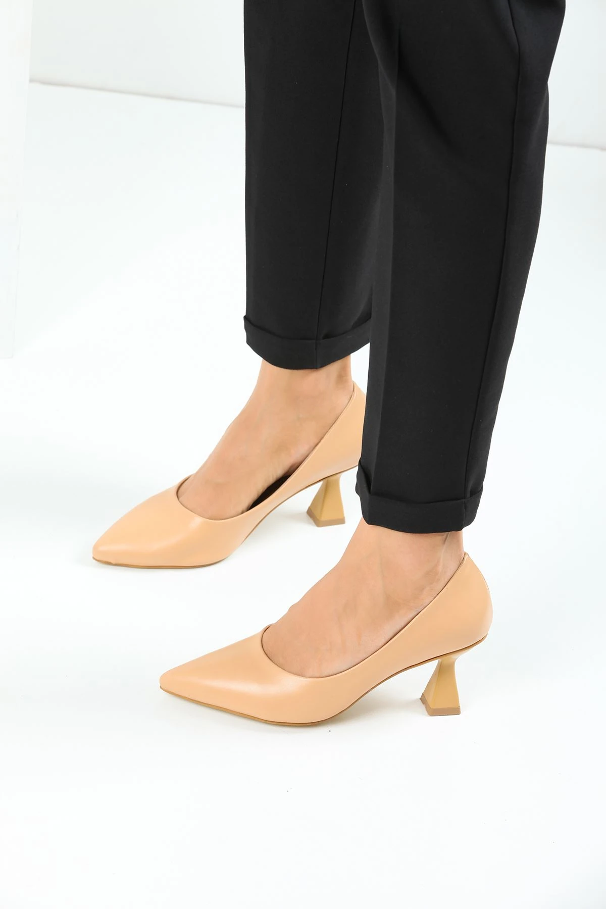 Kadın Bena Topuklu Ayakkabı Şampanya Stıletto MR5042 - Görsel 3