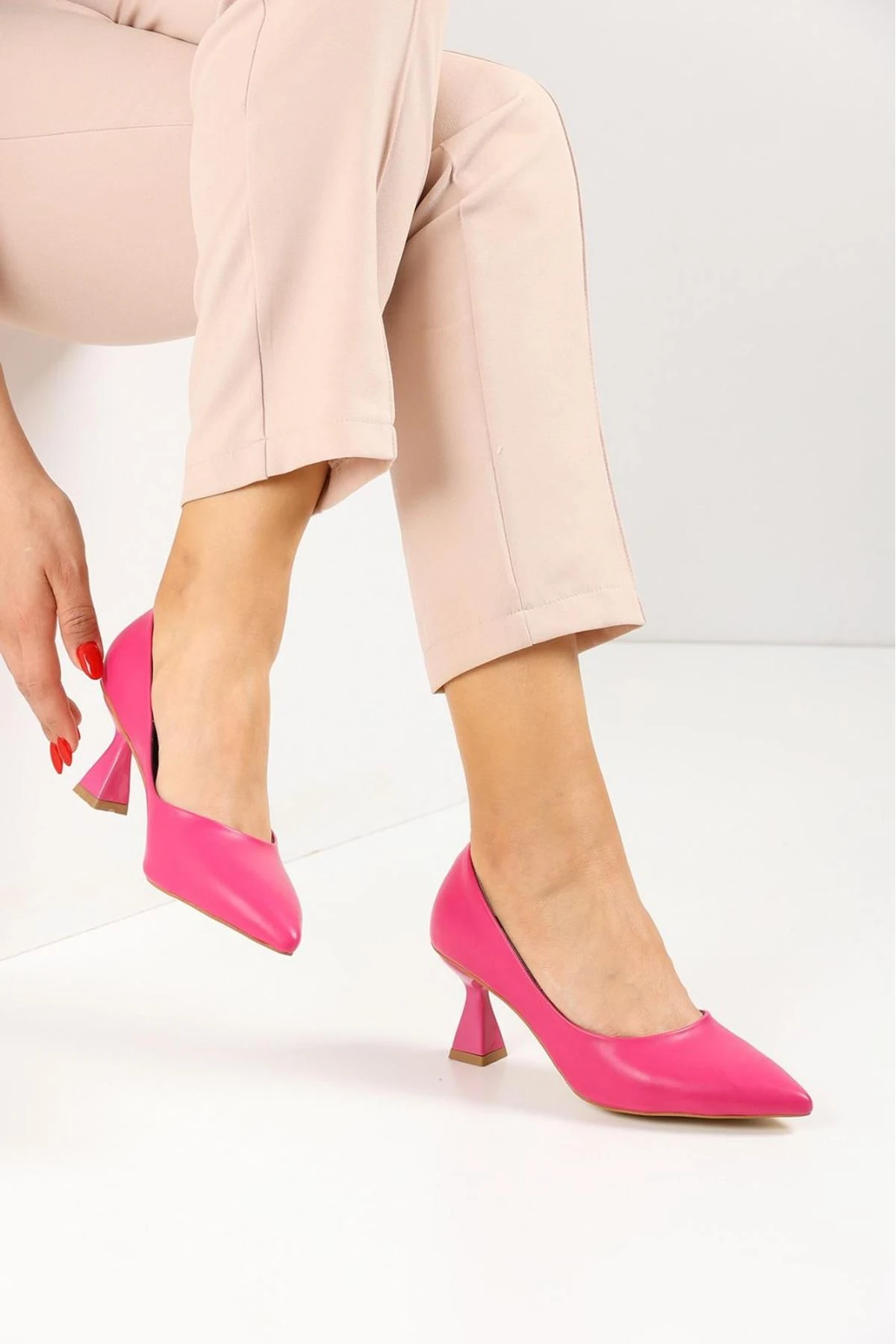 Kadın Bena Topuklu Ayakkabı Şampanya Stıletto MR5044 - Görsel 3