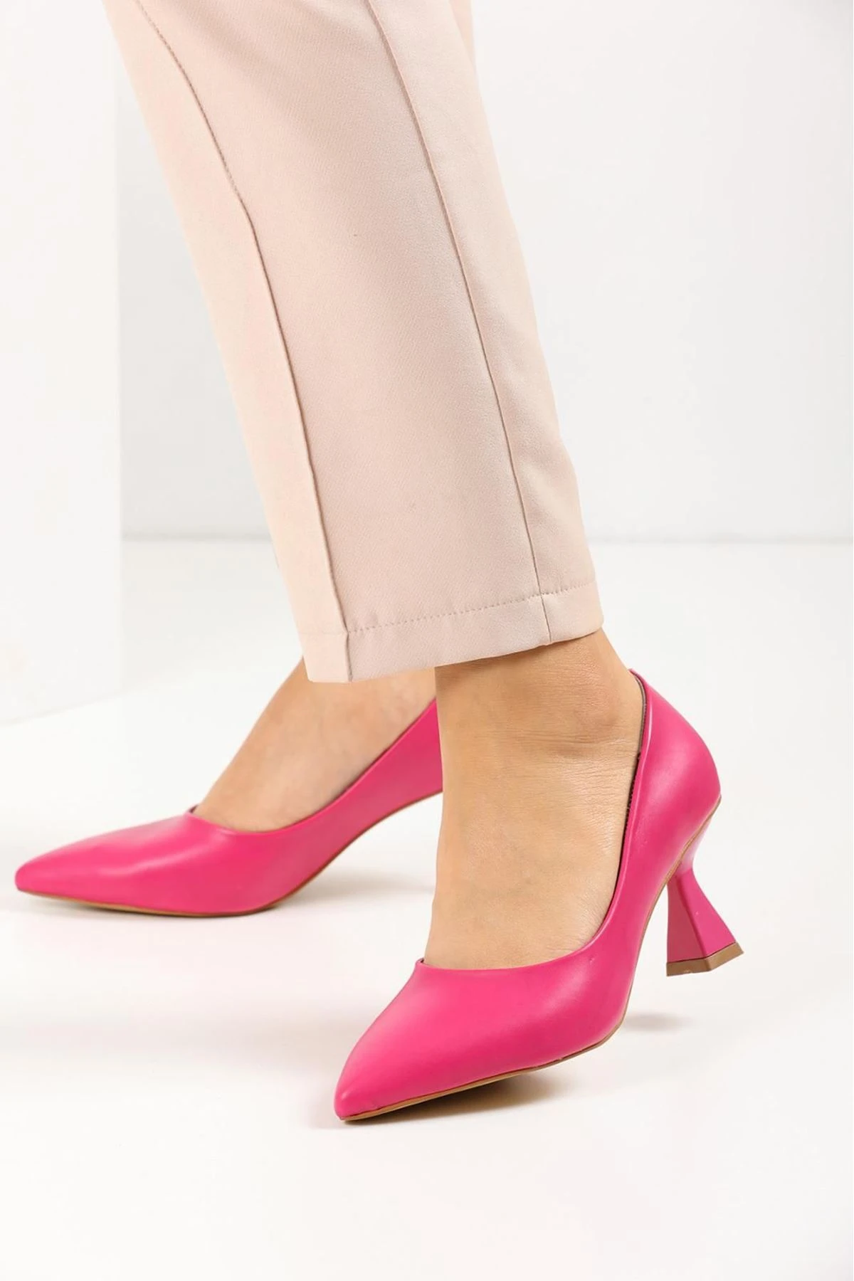 Kadın Bena Topuklu Ayakkabı Şampanya Stıletto MR5044 - Görsel 4