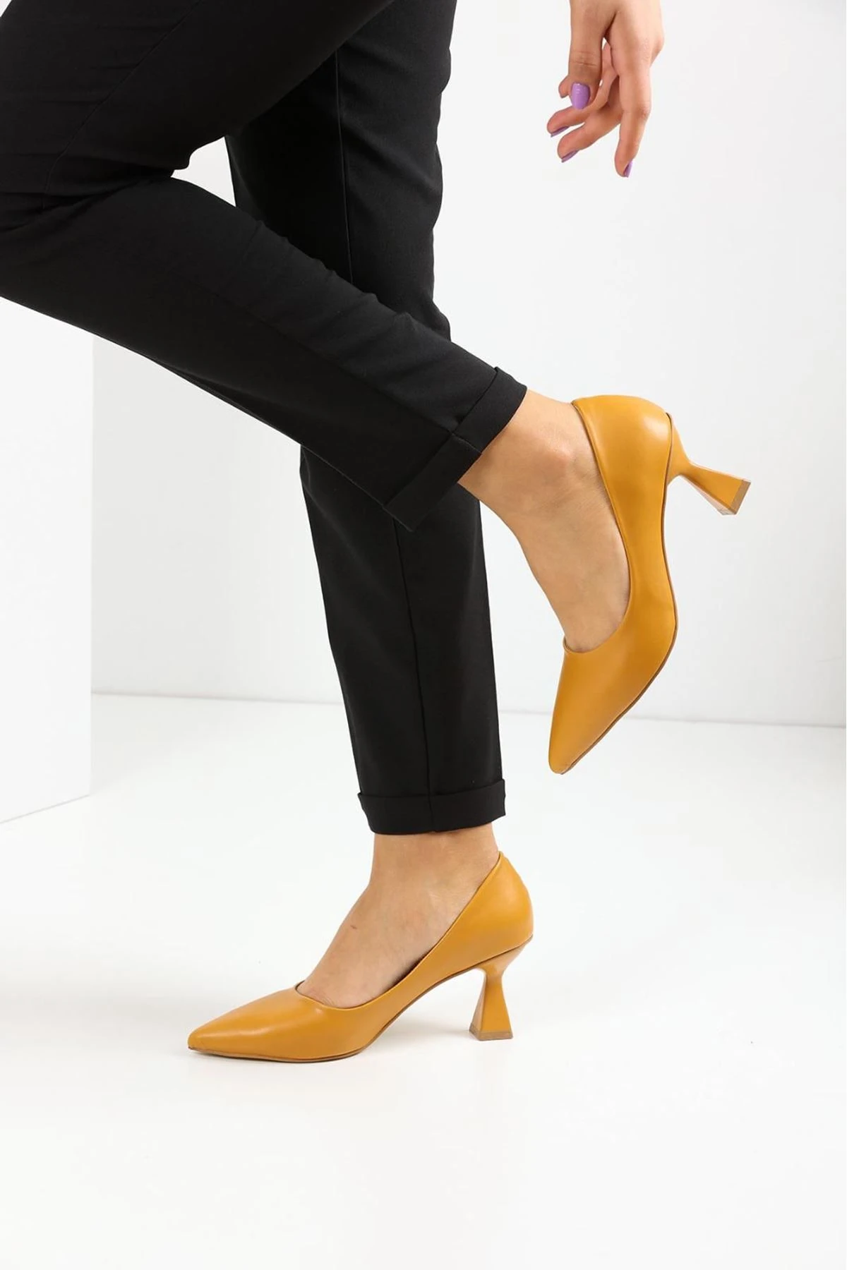 Kadın Bena Topuklu Ayakkabı Şampanya Stıletto MR5045 - Görsel 2