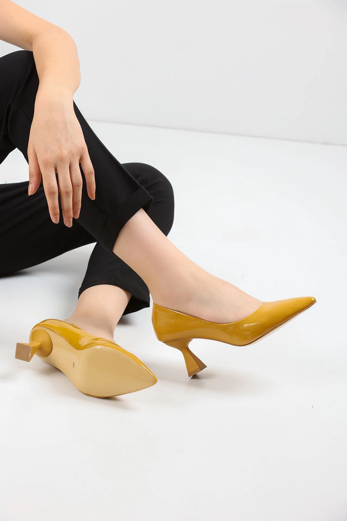 Kadın Bena Topuklu Ayakkabı Şampanya Stıletto MR5046 - Görsel 4