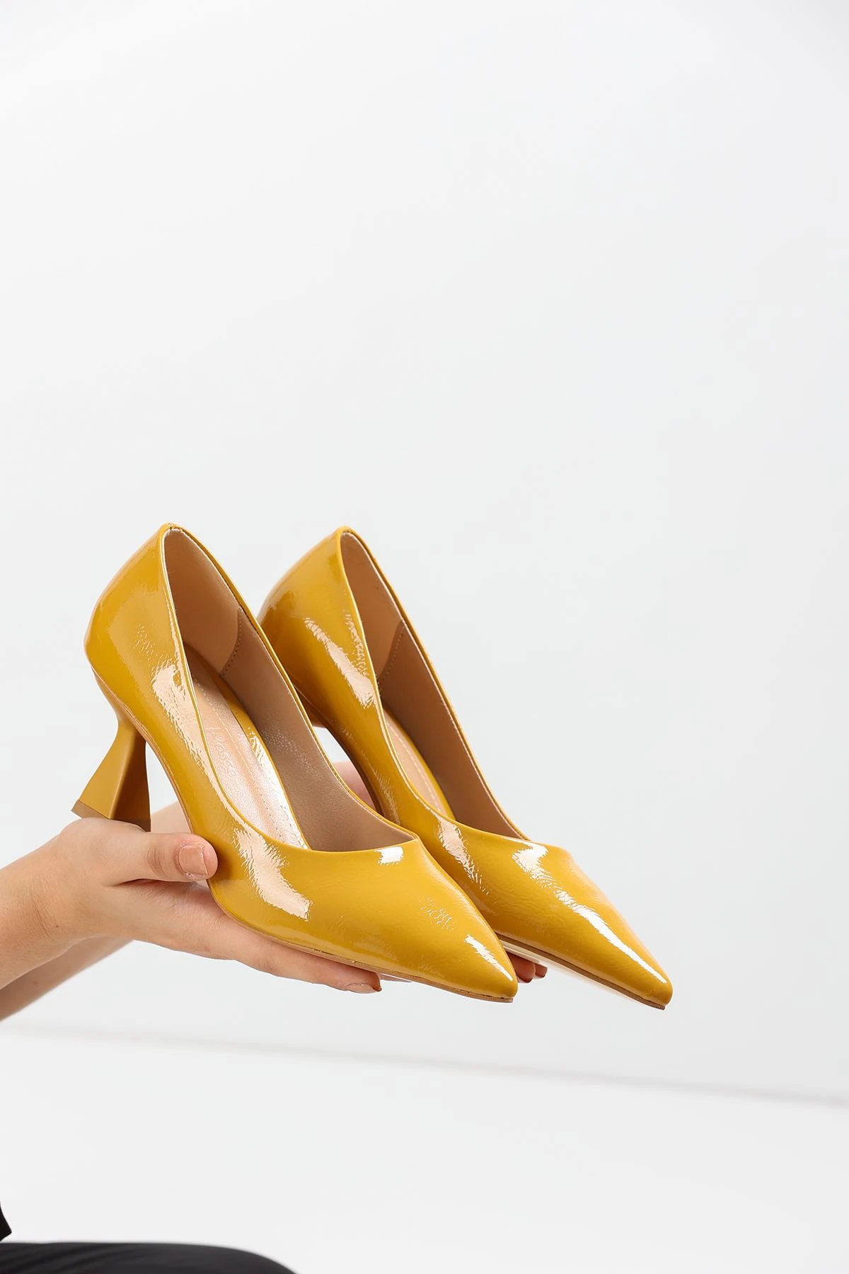 Kadın Bena Topuklu Ayakkabı Şampanya Stıletto MR5046 - Görsel 5