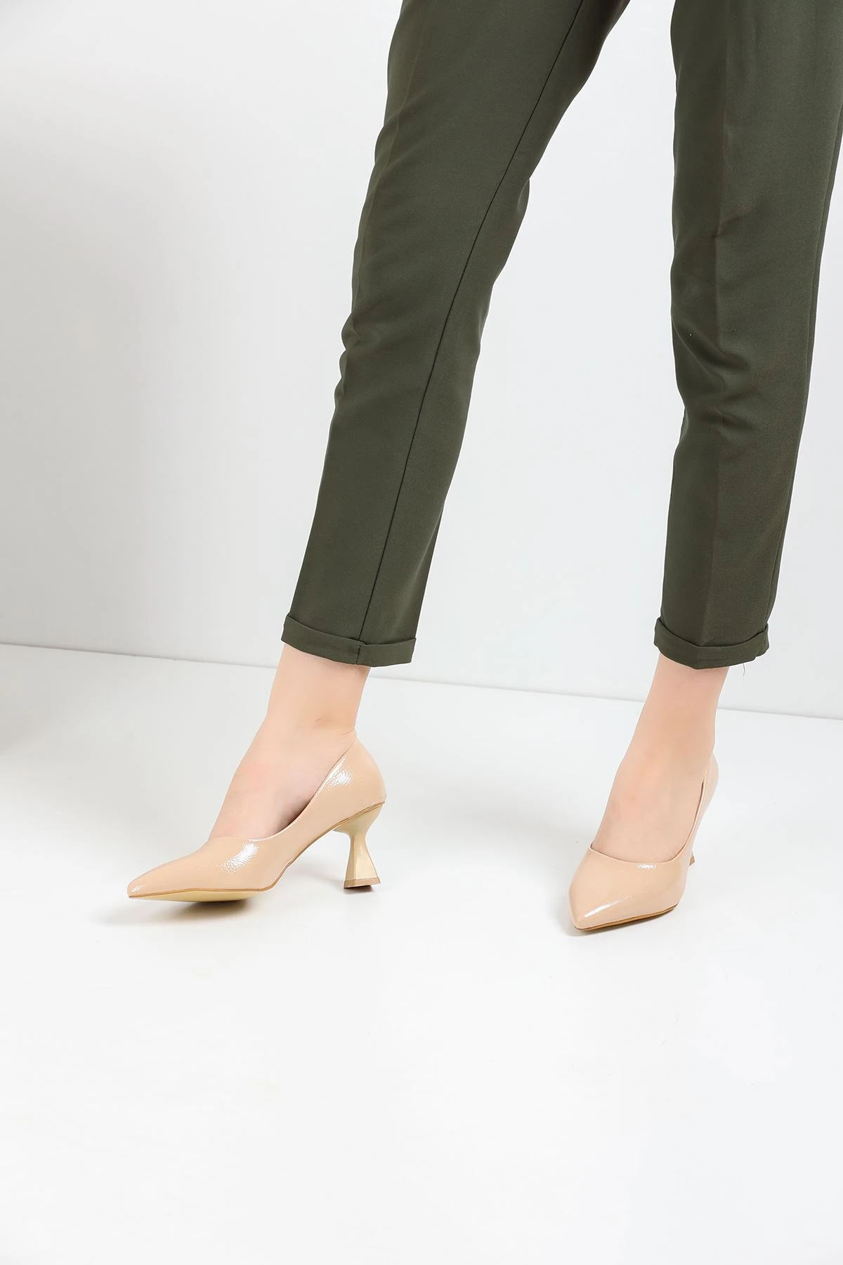 Kadın Bena Topuklu Ayakkabı Şampanya Stıletto MR5049 - Görsel 3