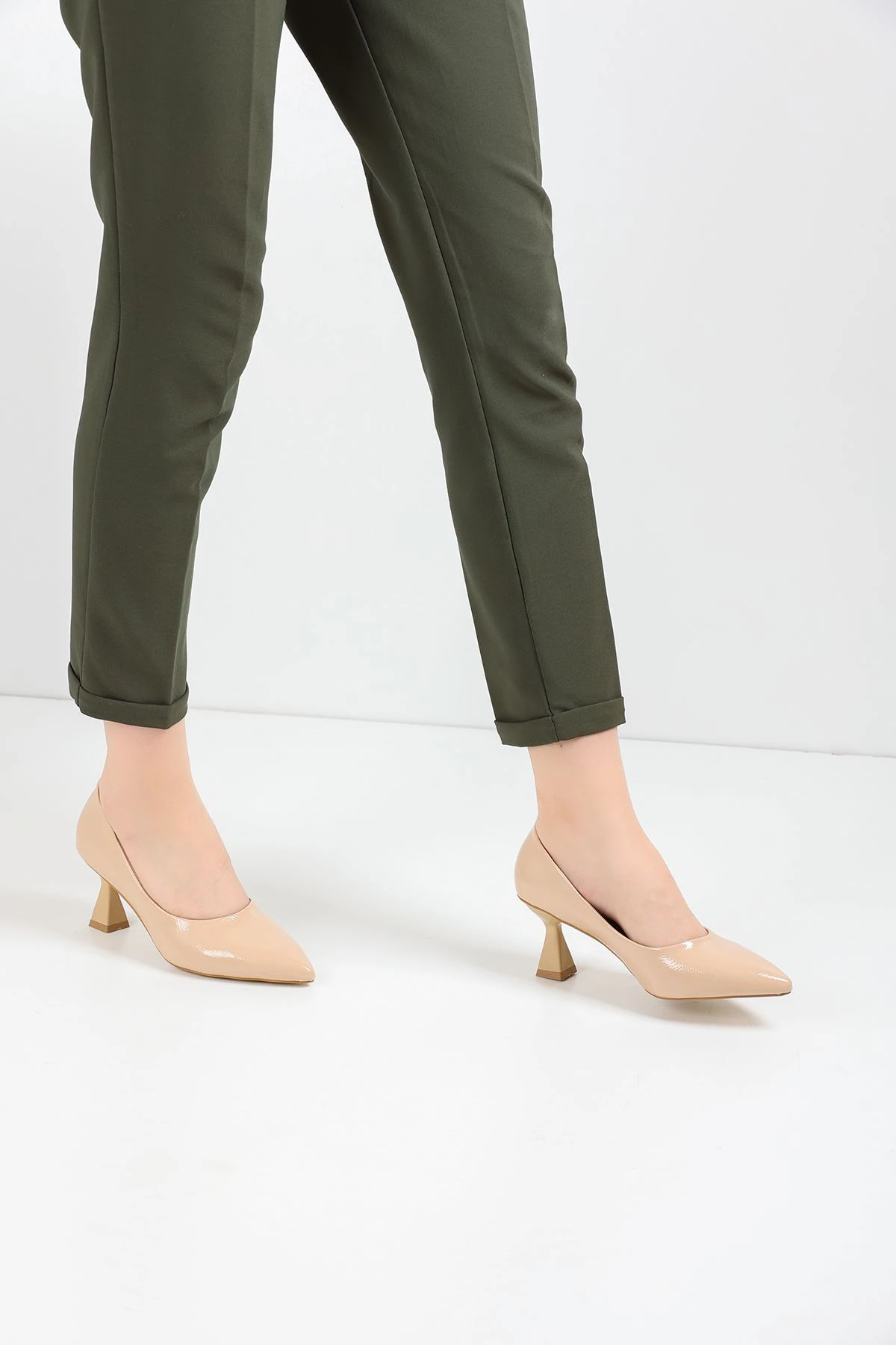 Kadın Bena Topuklu Ayakkabı Şampanya Stıletto MR5049 - Görsel 4