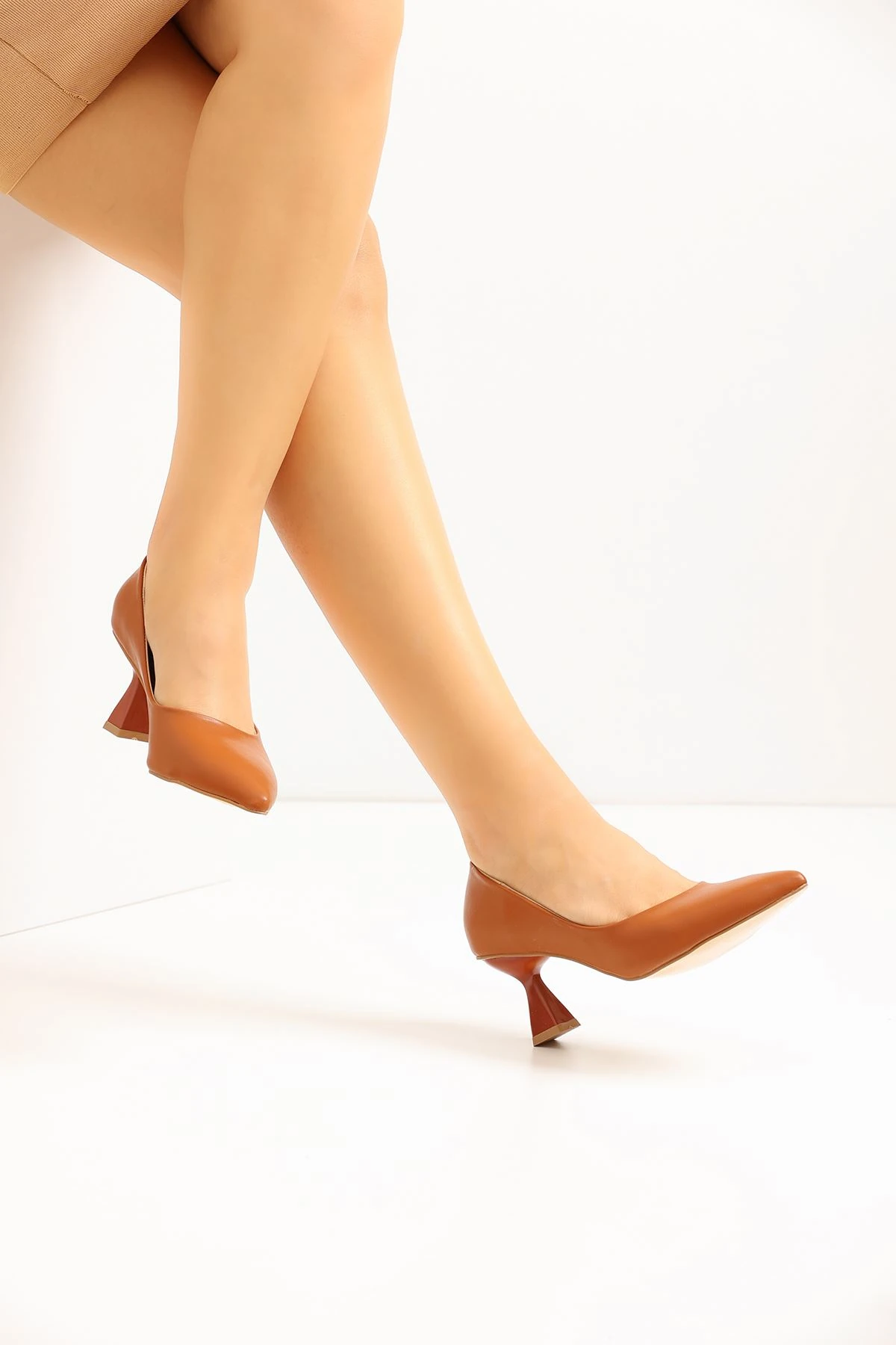 Kadın Bena Topuklu Ayakkabı Şampanya Stıletto MR5055 - Görsel 2