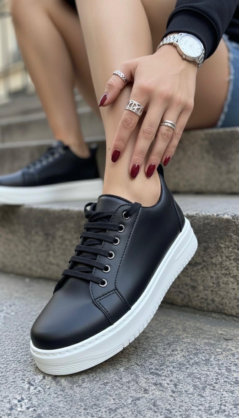 Kadın Aris Düz Taban Sneaker MR5025 - Görsel 3