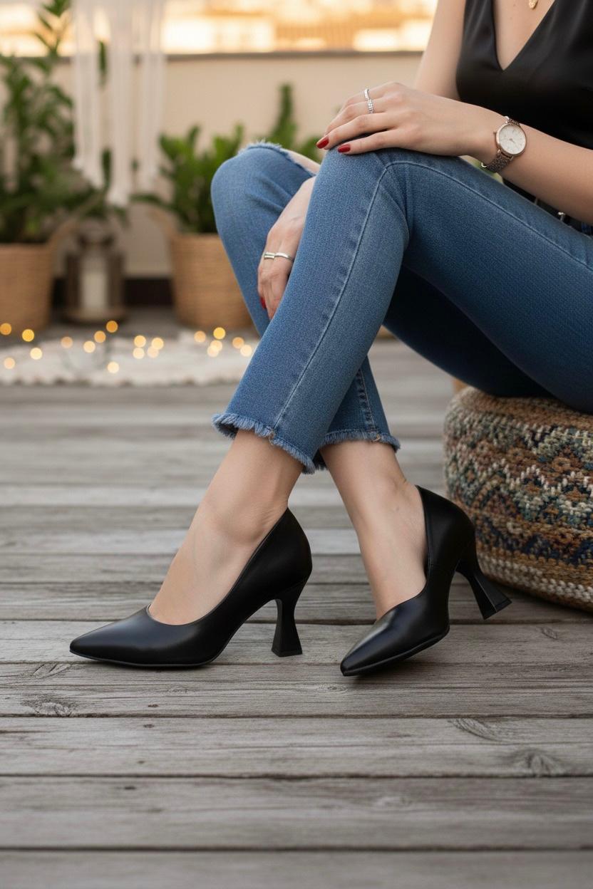 Kadın Bena Topuklu Ayakkabı Şampanya Stıletto MR5043 - Görsel 4