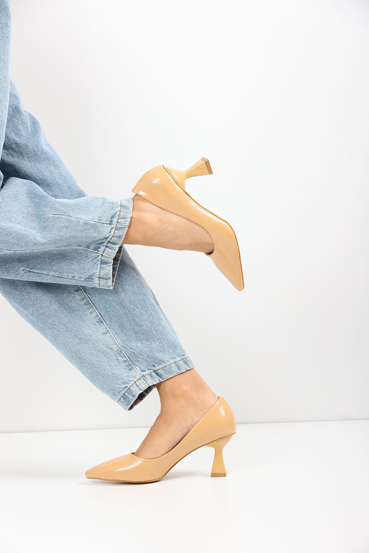 Kadın Bena Topuklu Ayakkabı Şampanya Stıletto MR5051 - Görsel 3