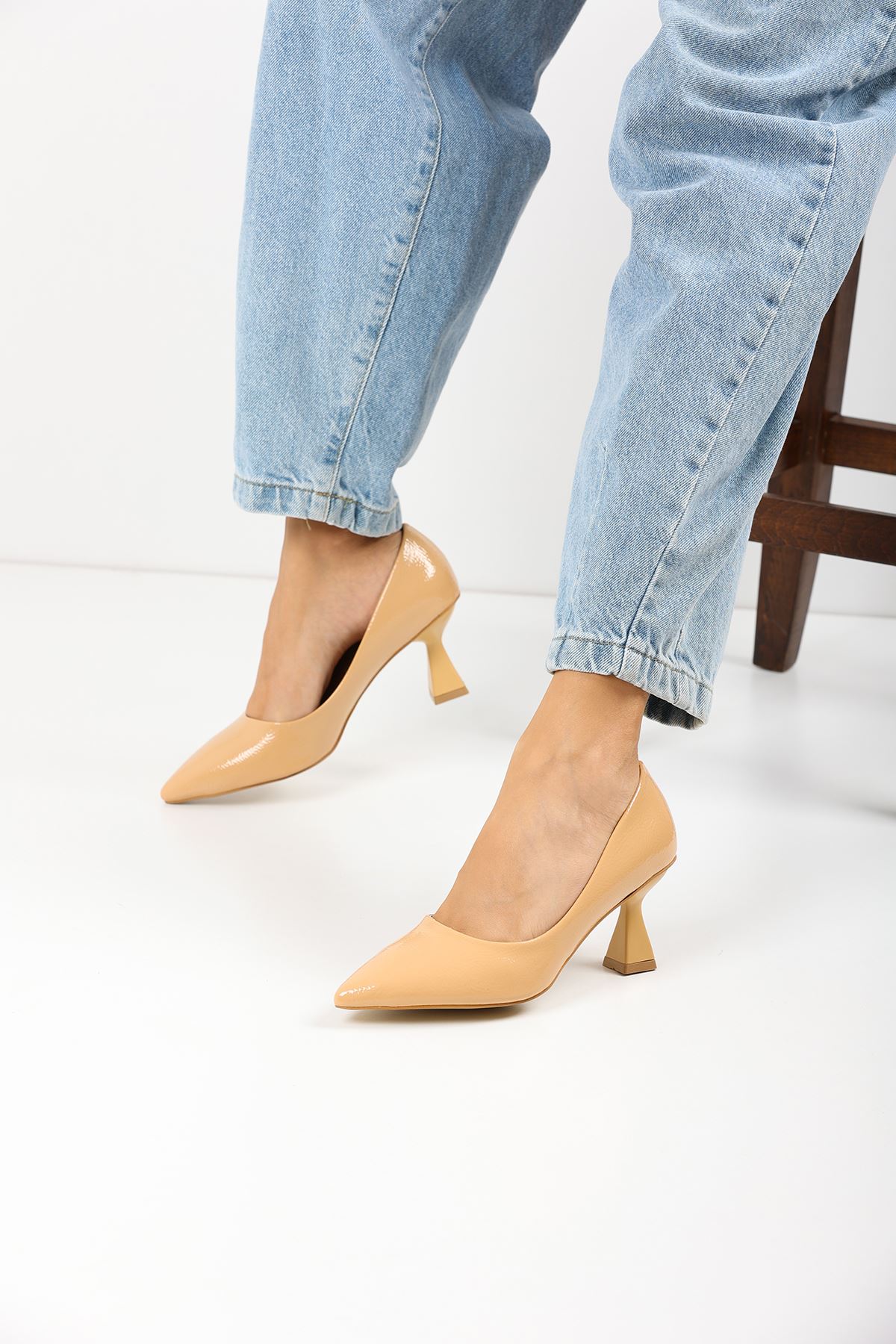 Kadın Bena Topuklu Ayakkabı Şampanya Stıletto MR5051 - Görsel 4