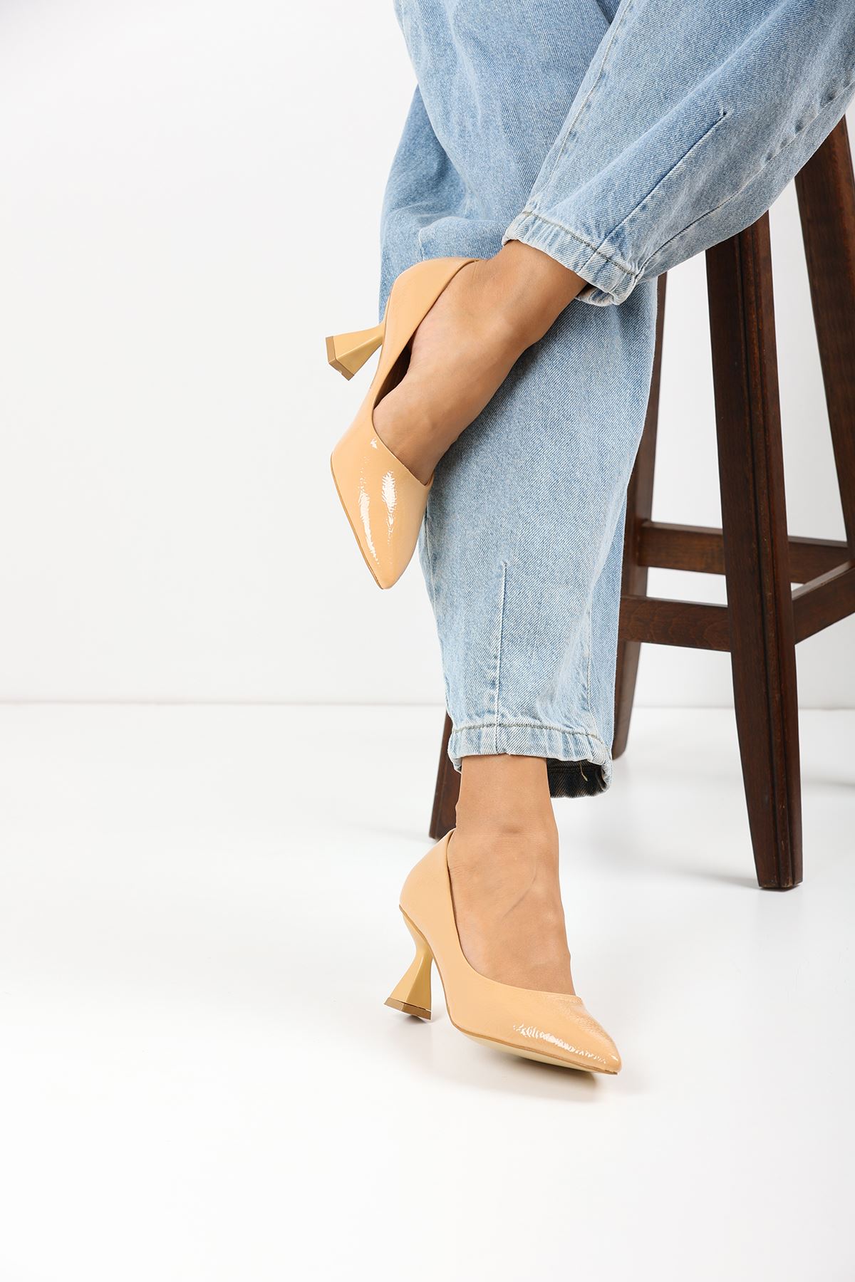 Kadın Bena Topuklu Ayakkabı Şampanya Stıletto MR5051 - Görsel 5