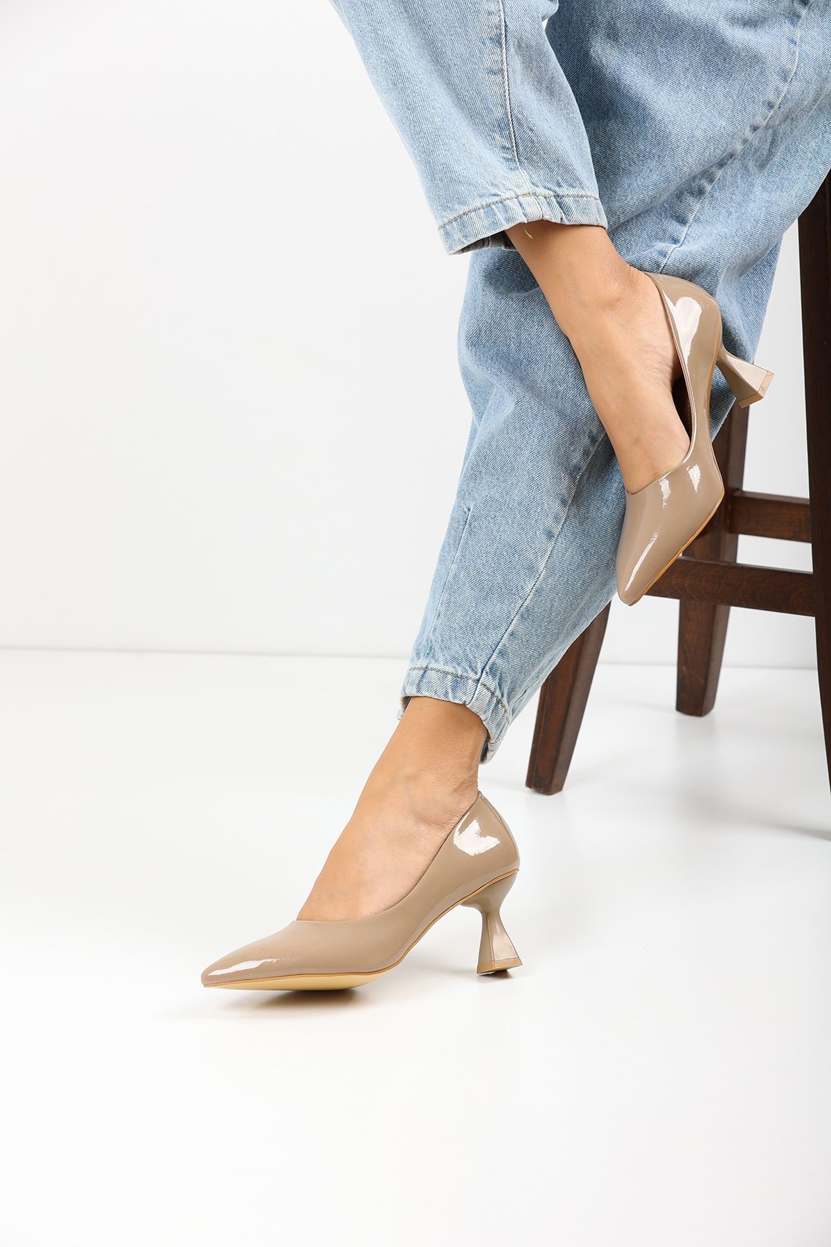 Kadın Bena Topuklu Ayakkabı Şampanya Stıletto MR5052 - Görsel 3