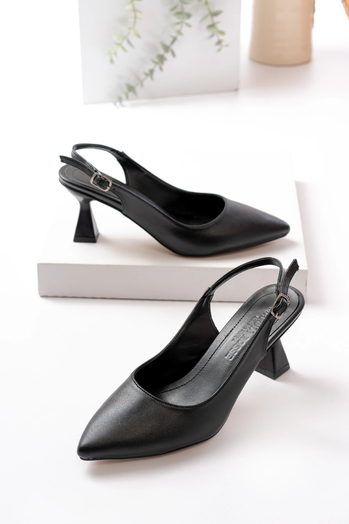 Kadın Harmony Arkası Açık Stiletto Ayakkabı Şampanya Topuk MR5117 - Görsel 4