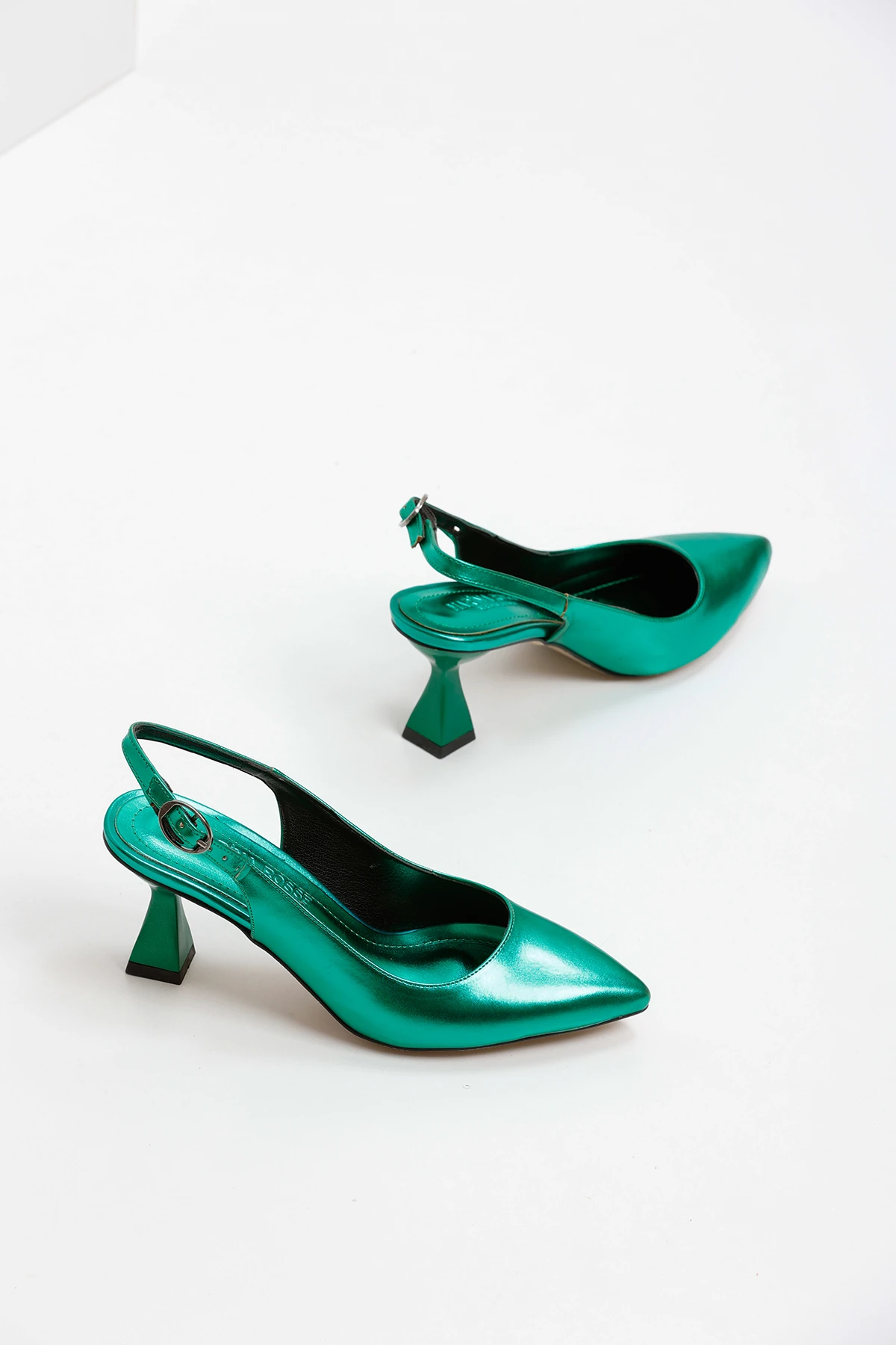 Kadın Harmony Arkası Açık Stiletto Ayakkabı Şampanya Topuk MR5127 - Görsel 3