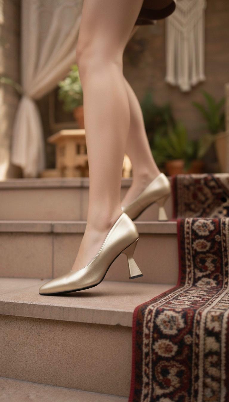 Kadın Bena Topuklu Ayakkabı Şampanya Stıletto MR5061