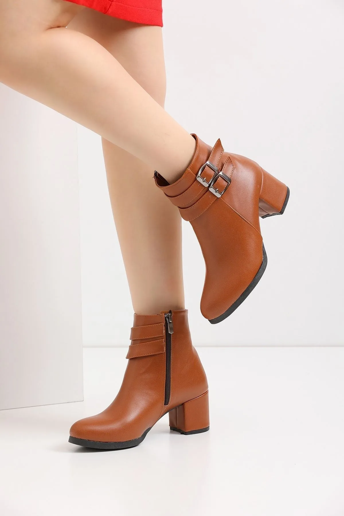 Kadın Hermina Çift Tokalı Kısa Bot MR5144 - Görsel 3