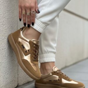 Kadın Leopar Detaylı Günlük Rahat Taban Sneaker MR5180