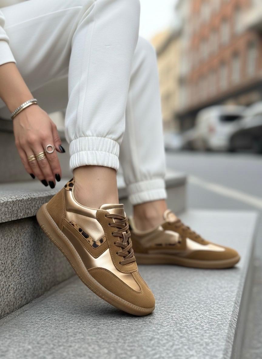 Kadın Leopar Detaylı Günlük Rahat Taban Sneaker MR5180 - Görsel 2