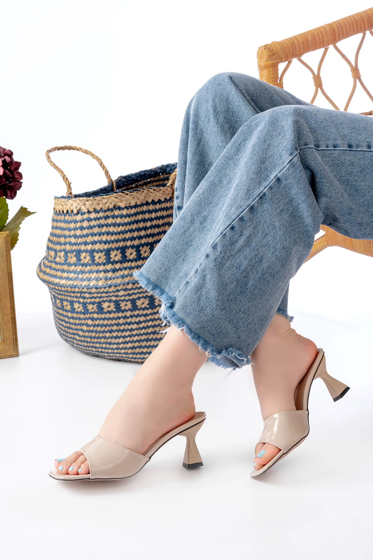 Kadın Lena Metalik Zara Cilt Terlik MR5177 - Görsel 3