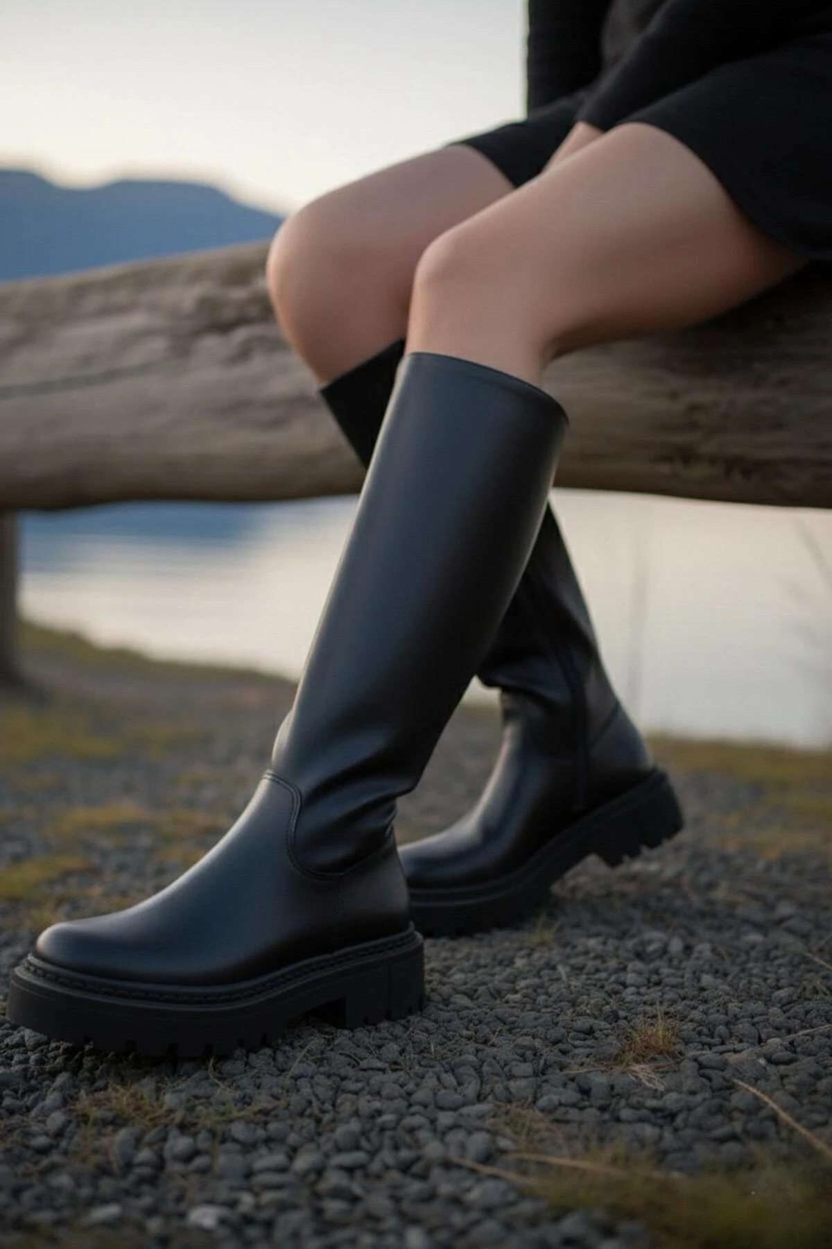 Kadın Luna Siyah Cilt Çizme MR5210 - Görsel 4