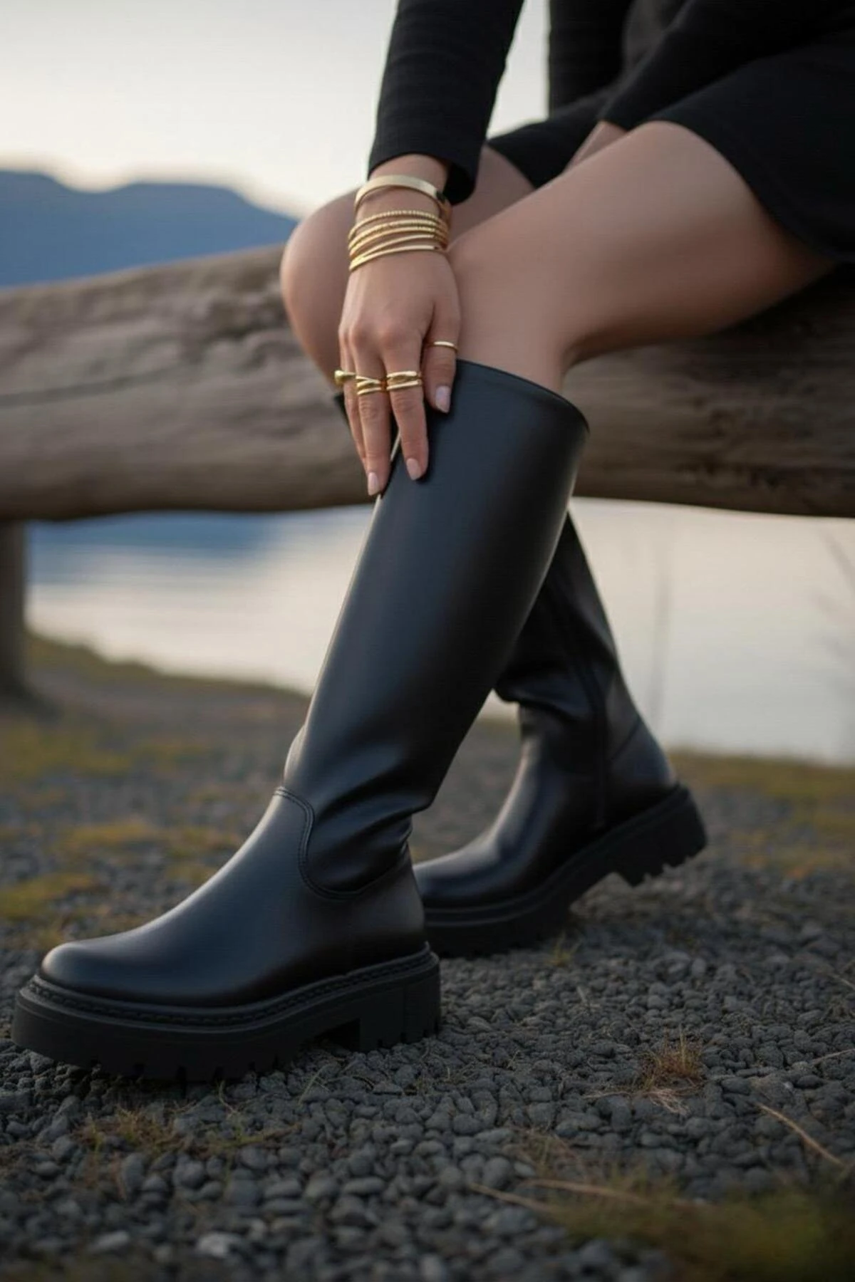 Kadın Luna Siyah Cilt Çizme MR5210 - Görsel 5