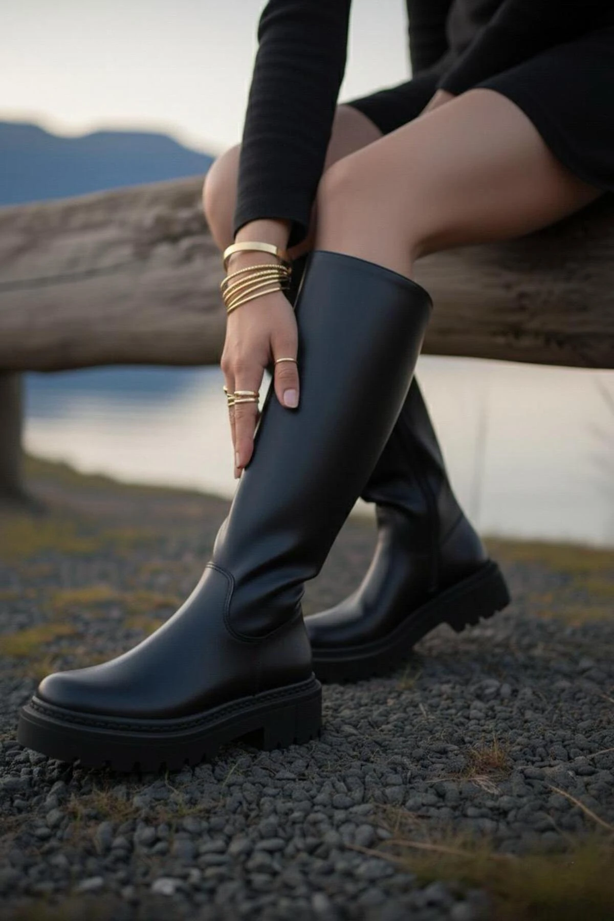 Kadın Luna Siyah Cilt Çizme MR5210 - Görsel 6