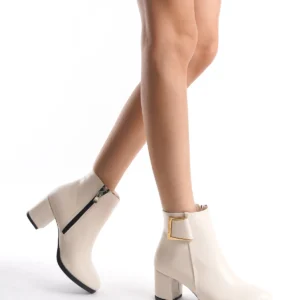 Kadın Atina Cilt Toka Detaylı Topuklu kısa Bot MR5027