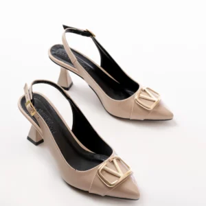 Kadın Sante Toka Detaylı Şampanya Topuk Ayakkabı MR5238