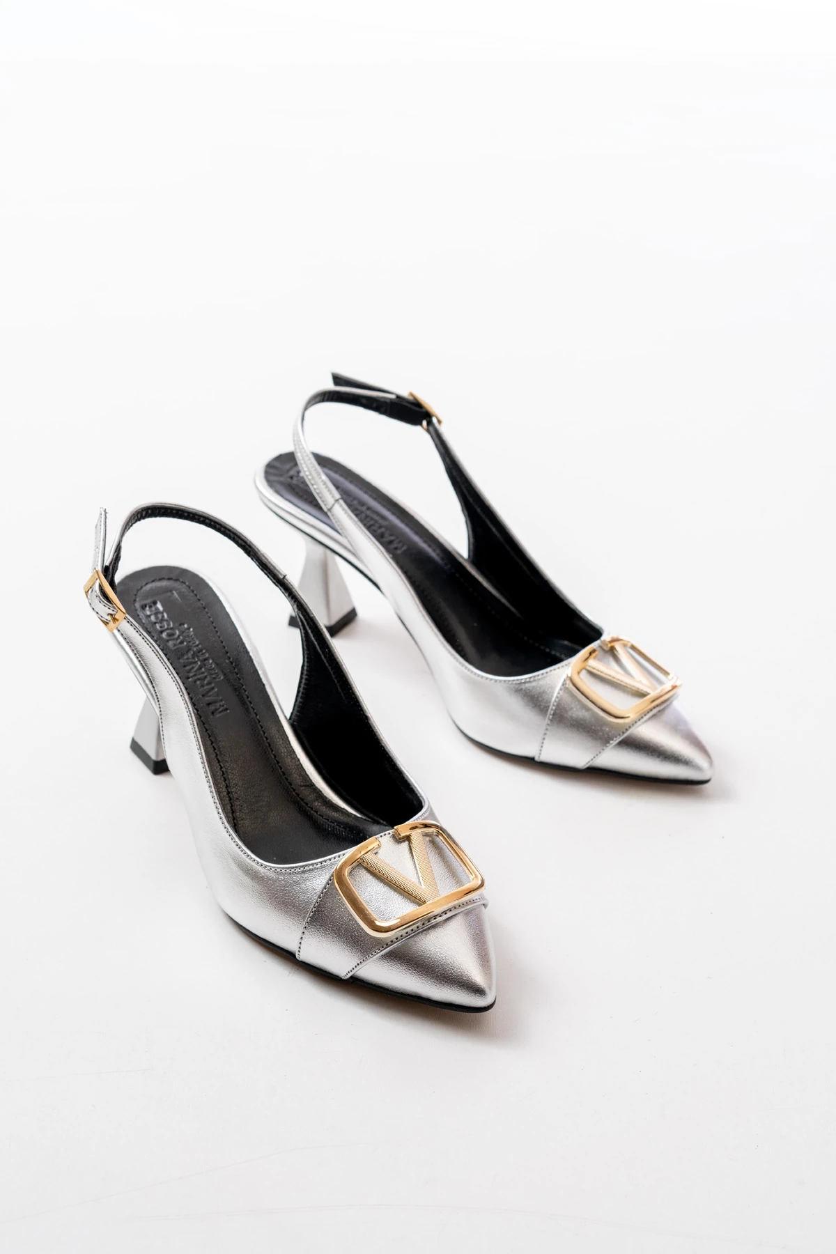 Kadın Sante Toka Detaylı Şampanya Topuk Ayakkabı MR5240 - Görsel 2