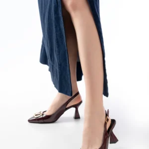 Kadın Sante Toka Detaylı Şampanya Topuk Ayakkabı MR5241