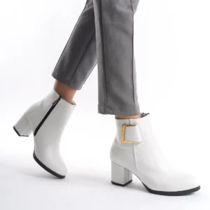 Kadın Atina Cilt Toka Detaylı Topuklu kısa Bot MR5029