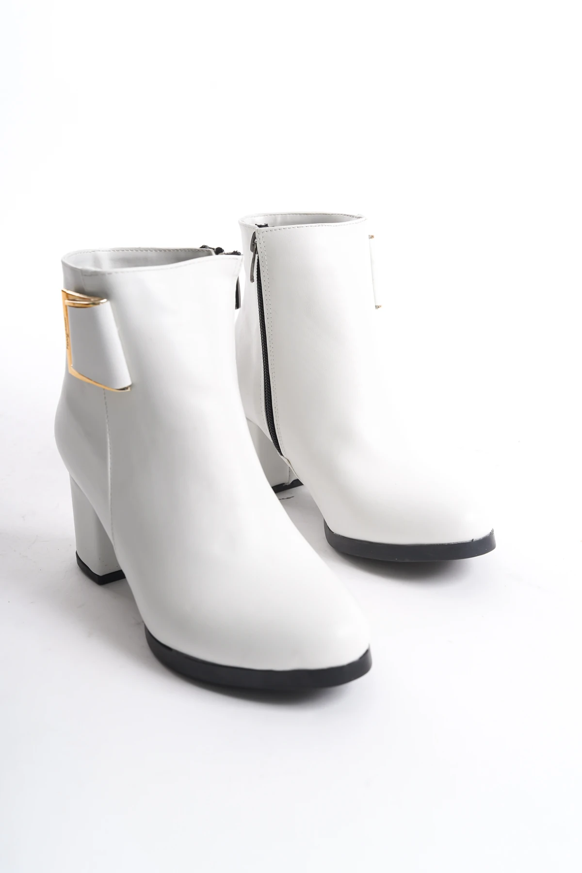 Kadın Atina Cilt Toka Detaylı Topuklu kısa Bot MR5029 - Görsel 2