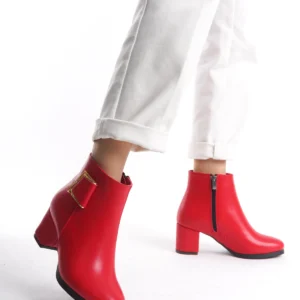 Kadın Atina Cilt Toka Detaylı Topuklu kısa Bot MR5030