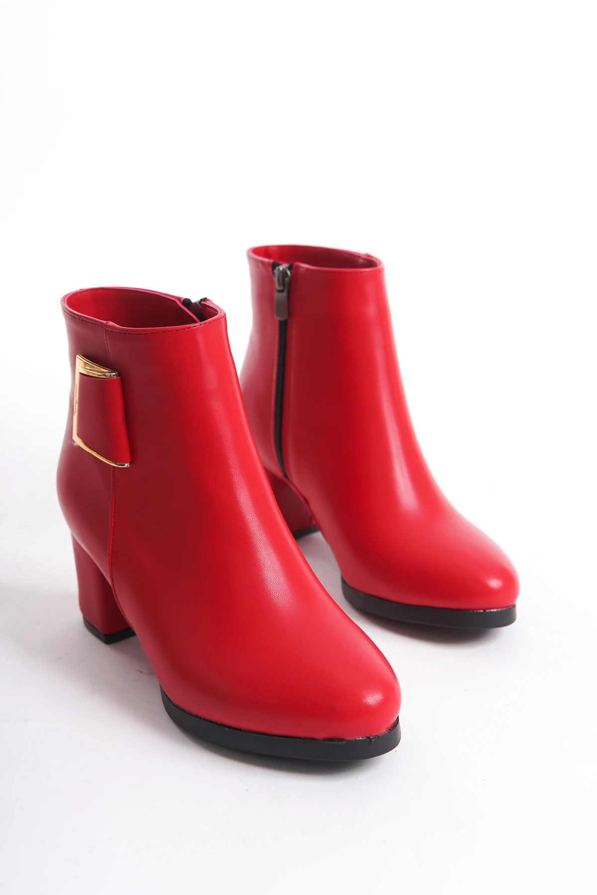 Kadın Atina Cilt Toka Detaylı Topuklu kısa Bot MR5030 - Görsel 2