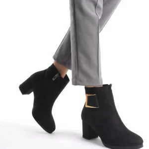 Kadın Atina Cilt Toka Detaylı Topuklu kısa Bot MR5031