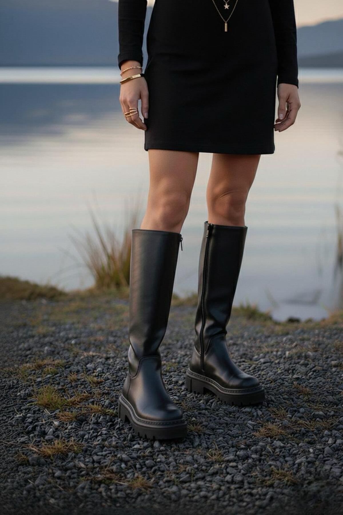 Kadın Luna Siyah Cilt Çizme MR5210